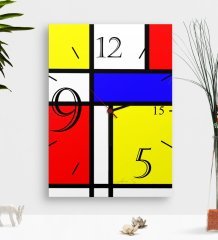 Kişiye Özel Mondrian Ahşap Tablo Duvar Saati-5