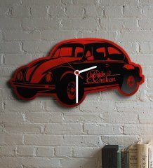 Kişiye Özel Retro Beetle Tasarımlı Ahşap Duvar Saati (Model 1-2)