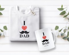 Kişiye Özel Babamı Seviyorum Tasarımlı Beyaz Tişört ve Kupa Seti-2