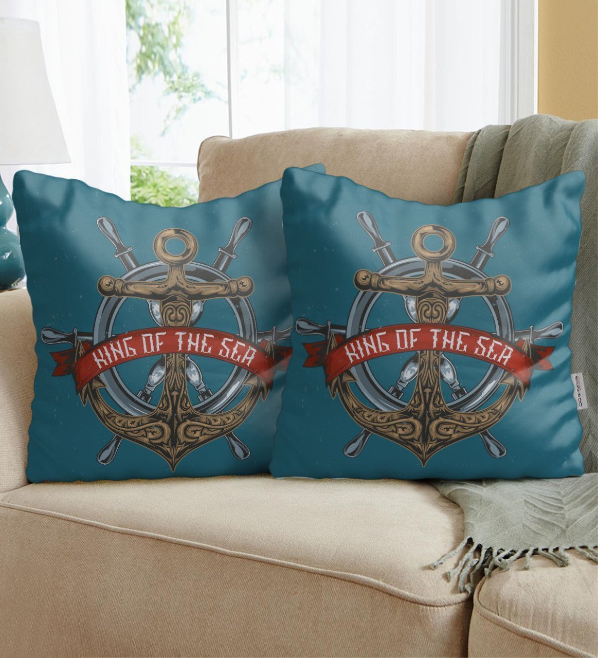 BK Gift King Of The Sea Tasarımlı İkili Yastık-1