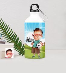 Kişiye Özel Çocuk Futbolcu Karikatürlü Metal Suluk (500 ml.)