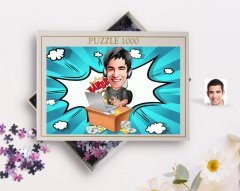 Kişiye Özel Erkek Gamer Karikatürlü 1000 Parça Profesyonel Puzzle-1