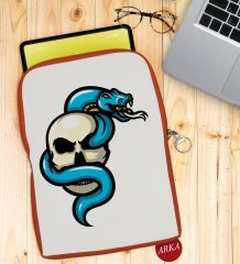 BK Gift Kurukafa Tasarımlı Taşınabilir Koruyucu Tablet Kılıfı & Organizer Çanta - Turuncu-8