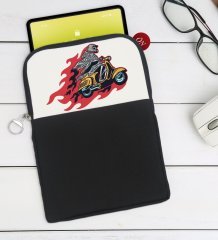 BK Gift Motorcu İskelet Tasarımlı Taşınabilir Koruyucu Tablet Kılıfı & Organizer Çanta - Siyah-1