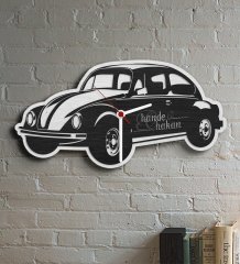 Kişiye Özel Retro Beetle Tasarımlı Ahşap Duvar Saati (Model 1-1)