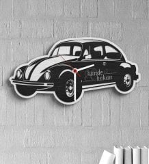 Kişiye Özel Retro Beetle Tasarımlı Ahşap Duvar Saati (Model 1-1)