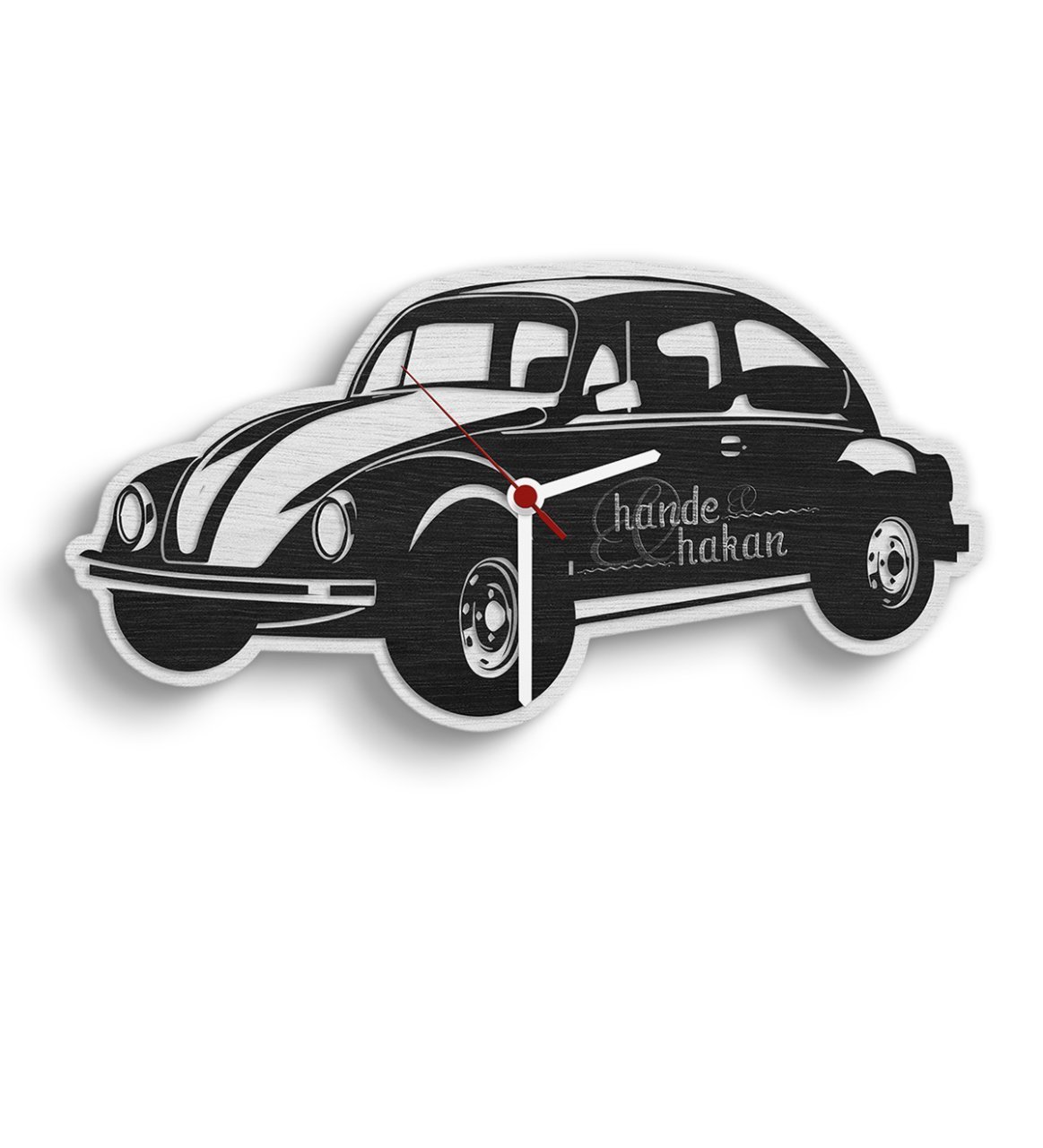 Kişiye Özel Retro Beetle Tasarımlı Ahşap Duvar Saati (Model 1-1)