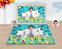Kişiye Özel Erkek Fen Bilimleri Öğretmeni Karikatürlü 1000 Parça Profesyonel Puzzle-1