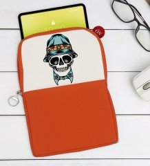 BK Gift Kurukafa Tasarımlı Taşınabilir Koruyucu Tablet Kılıfı & Organizer Çanta - Turuncu-7