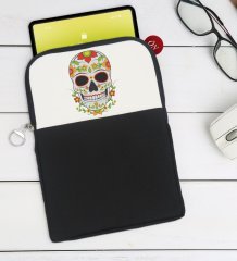 BK Gift Kurukafa Tasarımlı Taşınabilir Koruyucu Tablet Kılıfı & Organizer Çanta - Siyah-10
