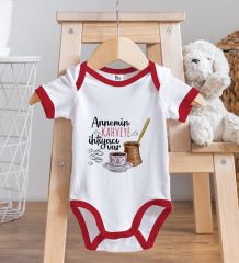 BK Kids Annemin Kahveye İhtiyacı Var Tasarımlı Kırmızı Bebek Body Zıbın-1