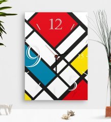 Kişiye Özel Mondrian Ahşap Tablo Duvar Saati-3