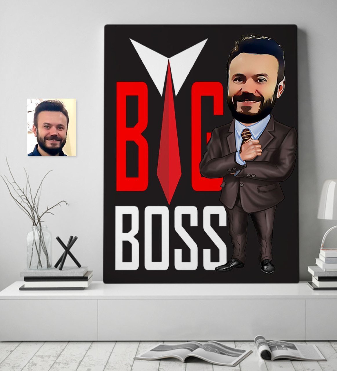 Kişiye Özel Bay Big Boss Karikatür Kanvas Tablo (70 x 100 cm.) 5