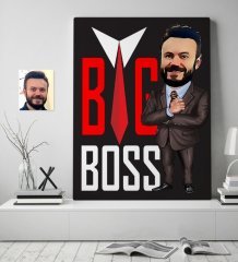 Kişiye Özel Bay Big Boss Karikatür Kanvas Tablo (70 x 100 cm.) 5