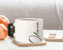 BK Gift Kişiye Özel İsimli Siyah Kulplu Çay & Kahve Fincanı-21, Arkadaşa Hediye, Sevgiliye Hediye