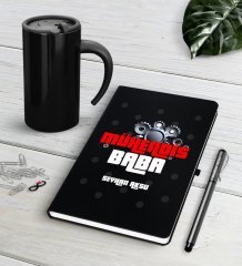 Kişiye Özel Mühendis Baba Siyah Defter Kalem Termos Mug Seti-1