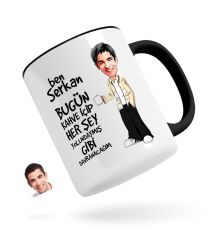 Kişiye Özel Erkek Her Şey Yolundaymış Gibi Karikatürlü Siyah Kupa Bardak-3