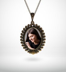 Kişiye Özel Fotoğraflı Antik Bakır Kolye (Model 1)