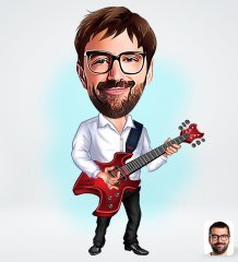 Kişiye Özel Erkek Gitarist Tasarımlı Dijital Karikatür-2