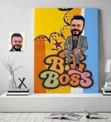 Kişiye Özel Bay Big Boss Karikatür Kanvas Tablo (70 x 100 cm.) 4