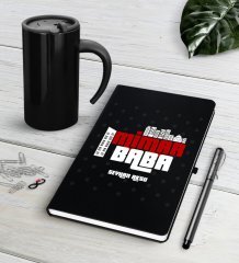 Kişiye Özel Mimar Baba Siyah Defter Kalem Termos Mug Seti-1