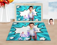 Kişiye Özel Erkek Eczacı Karikatürlü 1000 Parça Profesyonel Puzzle-3