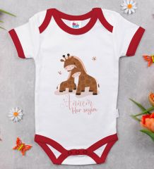 BK Kids Annem Her Şeyim Tasarımlı Kırmızı Bebek Body Zıbın-2