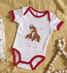 BK Kids Annem Her Şeyim Tasarımlı Kırmızı Bebek Body Zıbın-2