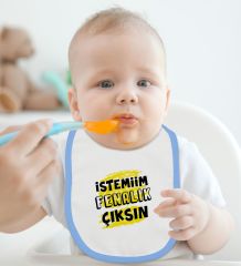 BK Kids İstemiim Fenalık Çıksın Tasarımlı Mavi Bebek Mama Önlüğü-1