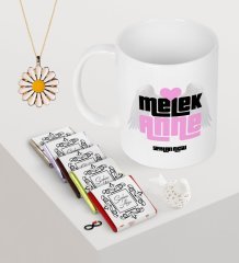 Kişiye Özel Melek Anne Kupa Çikolata Papatya Kolye Seti