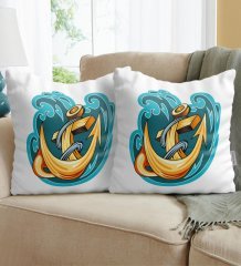 BK Gift Çapa Tasarımlı İkili Yastık-1