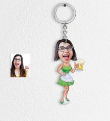 Kişiye Özel Barmaid Karikatür Anahtarlık - 1