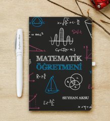 Kişiye Özel Matematik Öğretmeni Beyaz Defter ve Kalem Hediye Seti-11