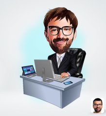 Kişiye Özel Erkek Genel Müdür Tasarımlı Dijital Karikatür-1