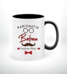 Kişiye Özel Babalar Günü Hediyesi Karizmatik Babam Tasarımlı Siyah Beyaz Kupa Bardak-1