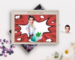 Kişiye Özel Erkek Eczacı Karikatürlü 1000 Parça Profesyonel Puzzle-1
