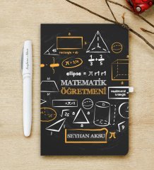 Kişiye Özel Matematik Öğretmeni Beyaz Defter ve Kalem Hediye Seti-10