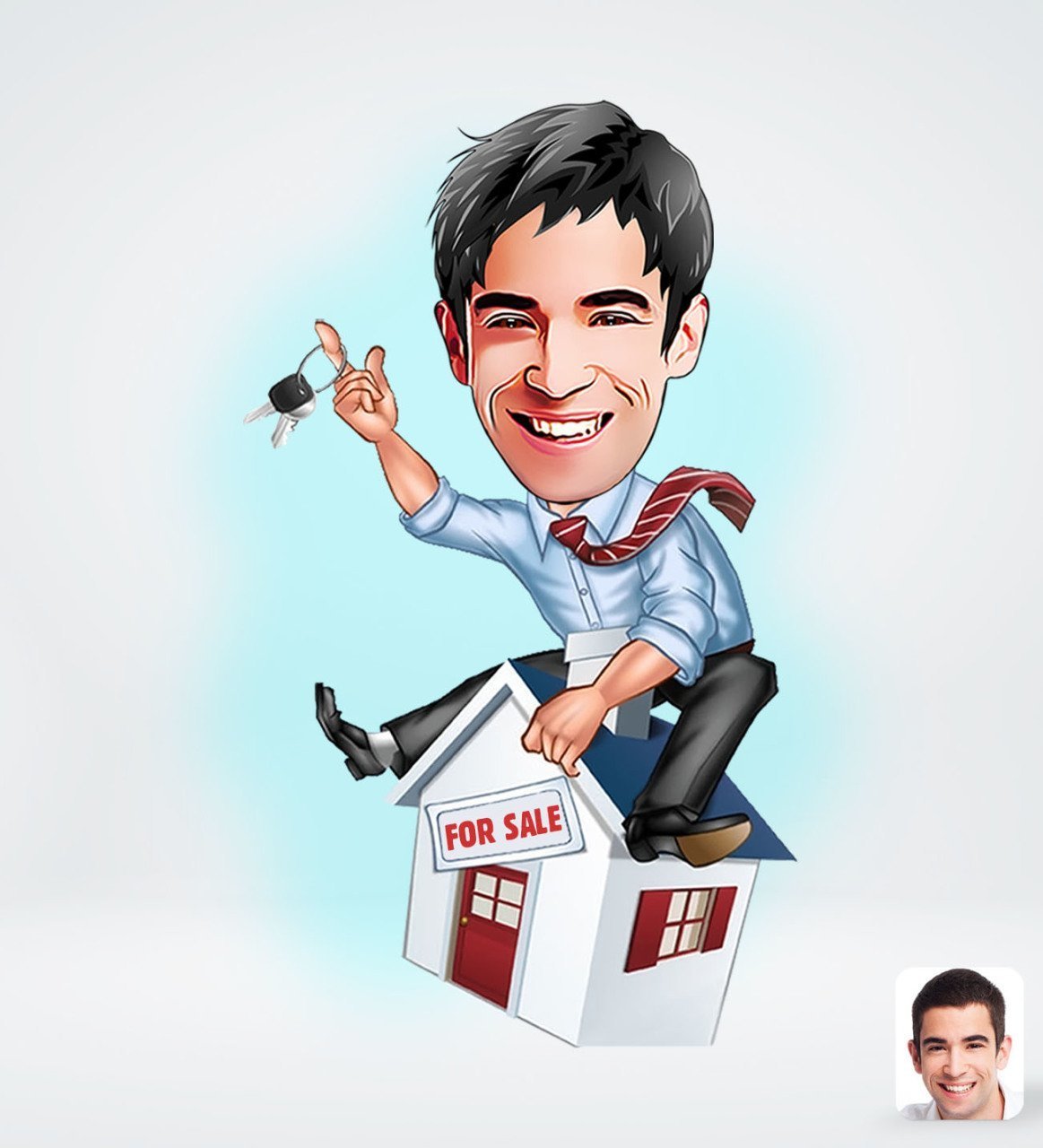 Kişiye Özel Erkek Emlakçı Tasarımlı Dijital Karikatür-1