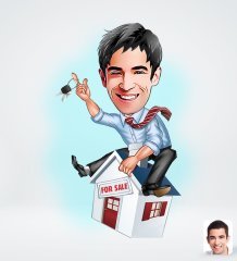 Kişiye Özel Erkek Emlakçı Tasarımlı Dijital Karikatür-1