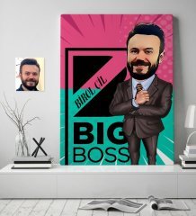 Kişiye Özel Bay Big Boss Karikatür Kanvas Tablo (70 x 100 cm.) 1