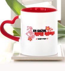 Kişiye Özel En Güzel Anne Adayı Kırmızı Kalpli Kupa Bardak - 3