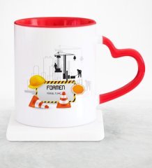 Kişiye Özel Mesleki Formen Kırmızı Kalpli Kupa Bardak