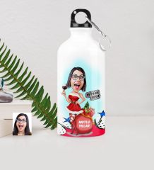 Kişiye Özel Bayan Yeni Yıl Karikatürlü Metal Suluk (500 ml.) - 2