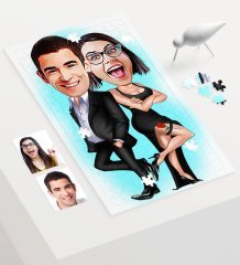 Kişiye Özel Sevgililer Karikatür 240 Parça A3 Puzzle - 6