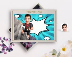 Kişiye Özel Erkek Dağcı Karikatürlü 1000 Parça Profesyonel Puzzle-1