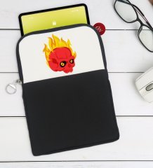 BK Gift Kurukafa Tasarımlı Taşınabilir Koruyucu Tablet Kılıfı & Organizer Çanta - Siyah-5