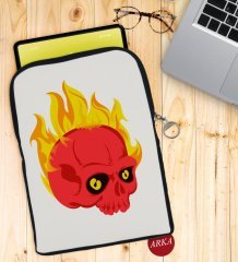 BK Gift Kurukafa Tasarımlı Taşınabilir Koruyucu Tablet Kılıfı & Organizer Çanta - Siyah-5
