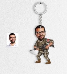 Kişiye Özel Asker Karikatür Anahtarlık - 1