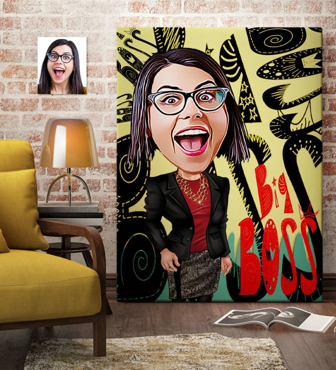 Kişiye Özel Bayan Big Boss Karikatür Kanvas Tablo (70 x 100 cm.) 3