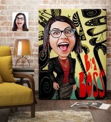 Kişiye Özel Bayan Big Boss Karikatür Kanvas Tablo (70 x 100 cm.) 3